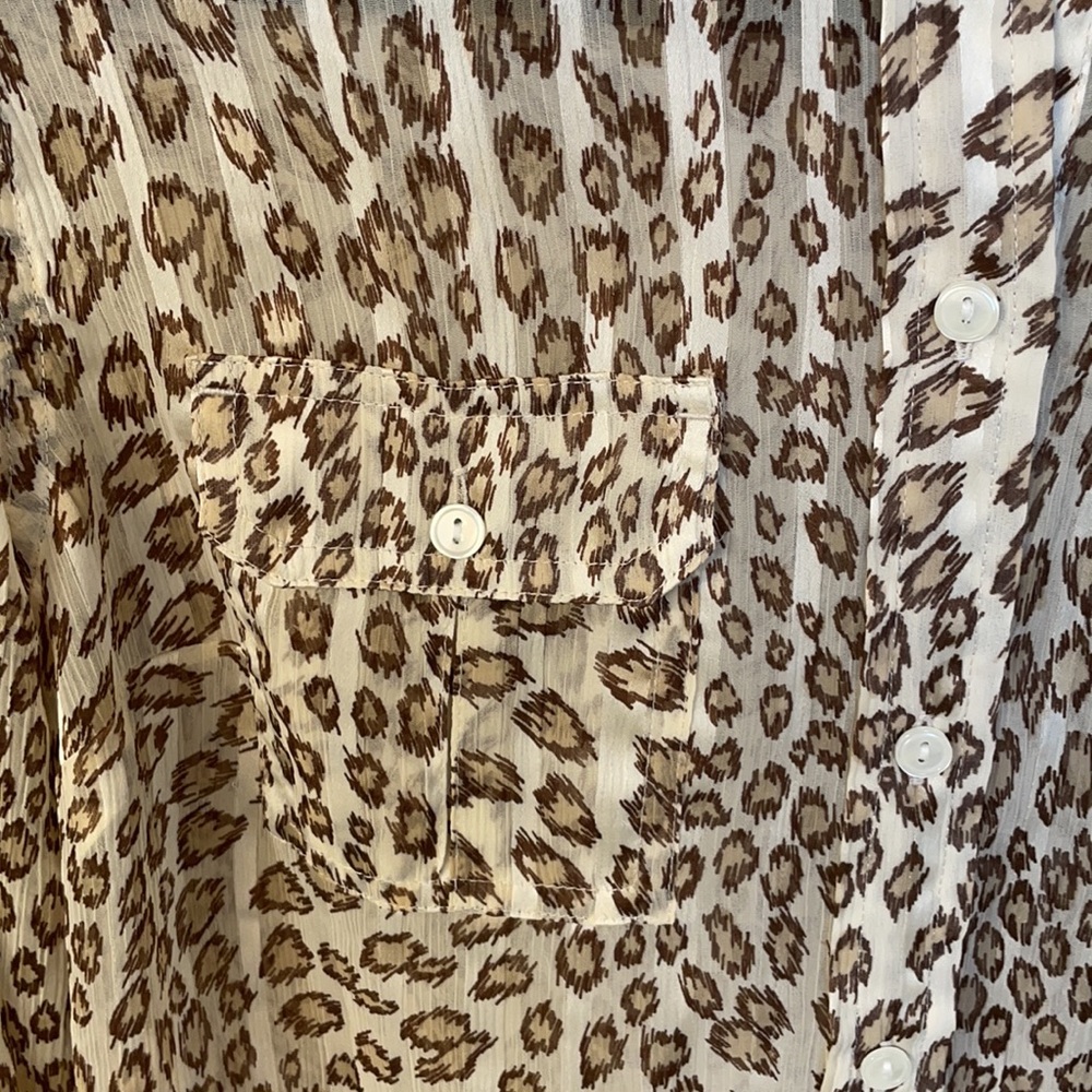 Lucky Brand Semi-Sheer Leopard Striped Top - Picture 5 of 10